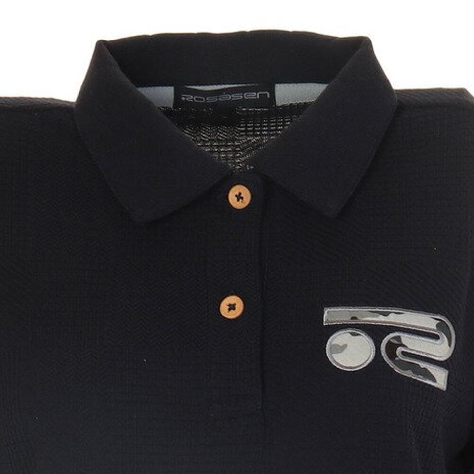 ROSASEN(レディース)ゴルフウェア パイルジャガード 衿裏カモ柄シャツ 045-23841-098