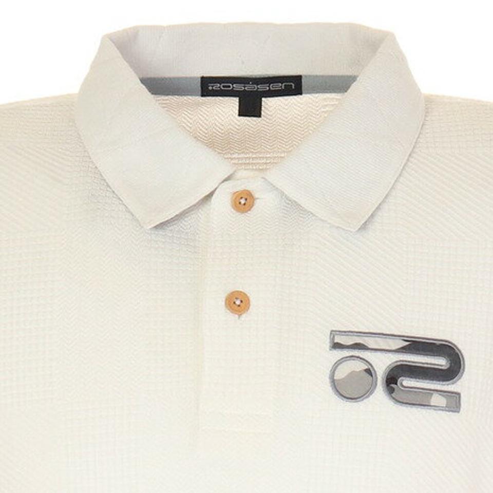 ROSASEN ゴルフウェア ワッフルパイル ストレッチ パッチワーク風ジャガードデザインシャツ 044-23841-004 (メンズ)