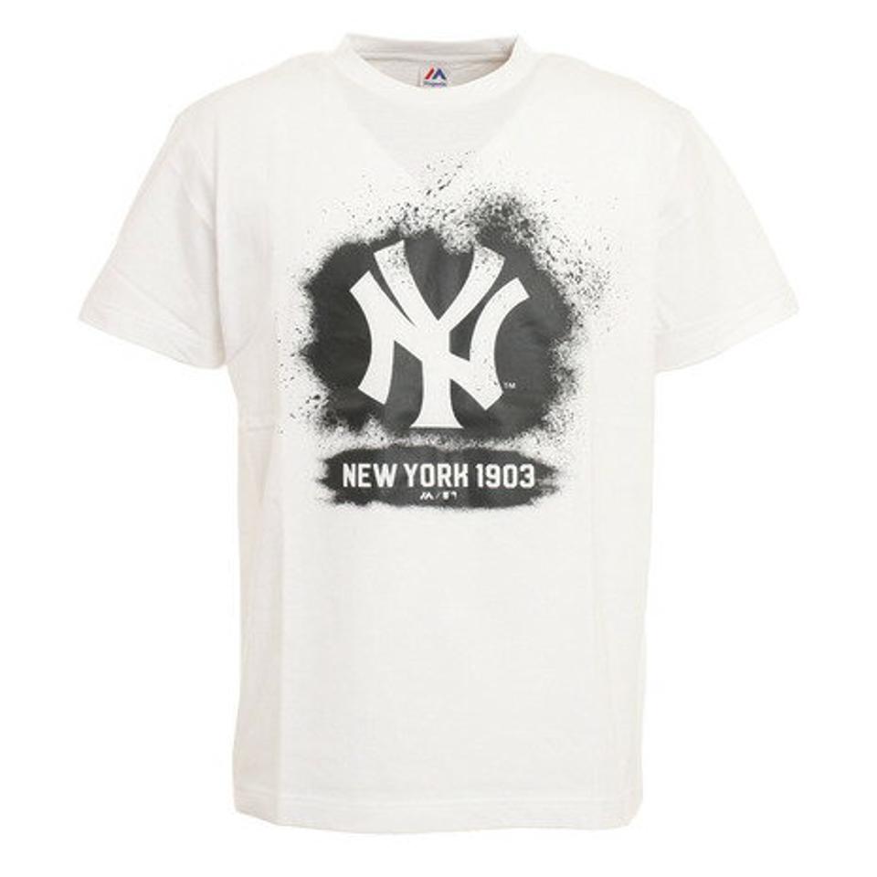 MJ・MLB（MJ・MLB） 野球ウェア ニューヨーク・ヤンキース スプレーロゴTシャツ MM01-NY-0S05-WH （メンズ）