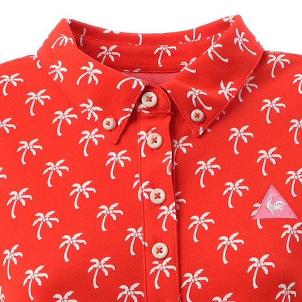 ルコック スポルティフ(Lecoq Sportif) ゴルフウェア ヤシの木プリント 総柄 半袖シャツ QGWNJA09-RD00 (レディース)