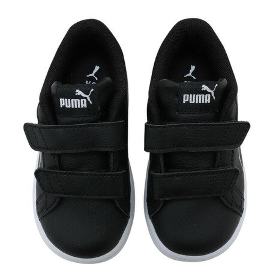 プーマ（PUMA）（キッズ）ベビー ジュニア スニーカー ベルト付き 白 黒 スマッシュ V2 ホームスクール V IF 386201 ホワイト ブラック