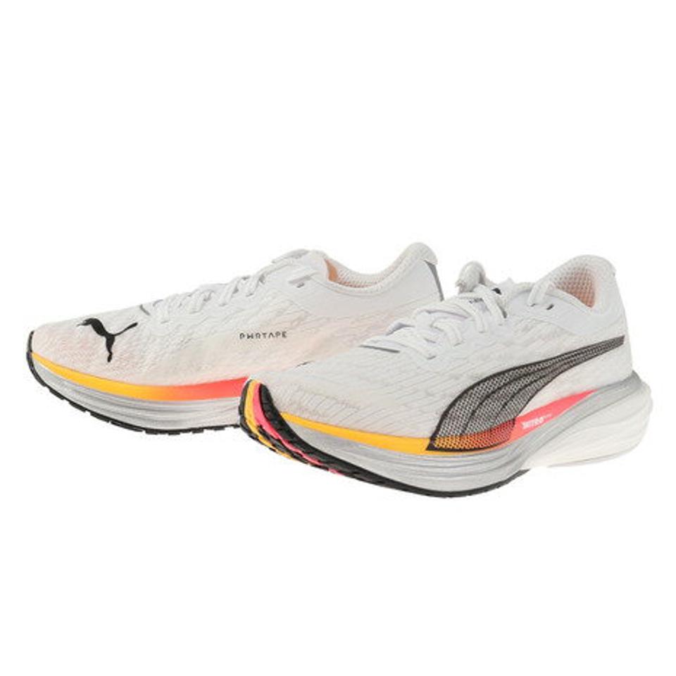 【10％OFFクーポン！3/26まで】プーマ（PUMA）（メンズ）ランニングシューズ ディヴィエイト ニトロ 2 ホワイト 376807 04 スニーカー ジョギング トレーニング 厚底 駅伝 部活 マラソン
