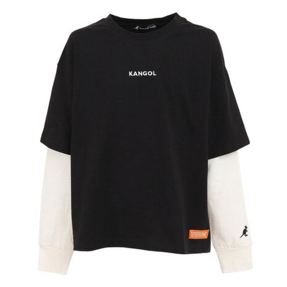 カンゴール（KANGOL） 天竺 袖フェイクレイヤード 長袖Tシャツ 885232 BLK （キッズ）