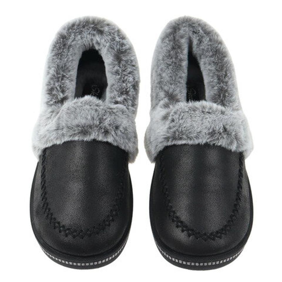 スケッチャーズ（SKECHERS）（レディース）スリッポン ボアシューズ コージーキャンプファイヤー COZY CAMPFIRE ブラック キャメル 167622 フェイクファー
