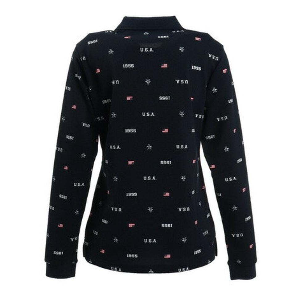 マンシングウエア(MUNSING WEAR) ゴルフウェア 総柄 長袖ポロシャツ MGWSJB02CH NV00 (レディース)