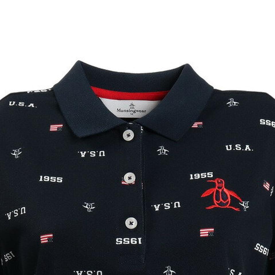 マンシングウエア(MUNSING WEAR) ゴルフウェア 総柄 長袖ポロシャツ MGWSJB02CH NV00 (レディース)