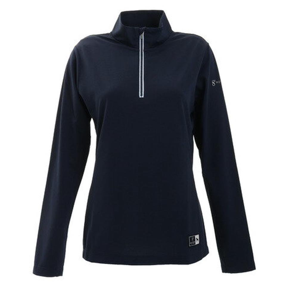 ウィッテム(HUITIEME) テニス ハーフジップ 長袖シャツ HU20SES733222 NVY 【吸汗速乾/UVカット】 (レディース)