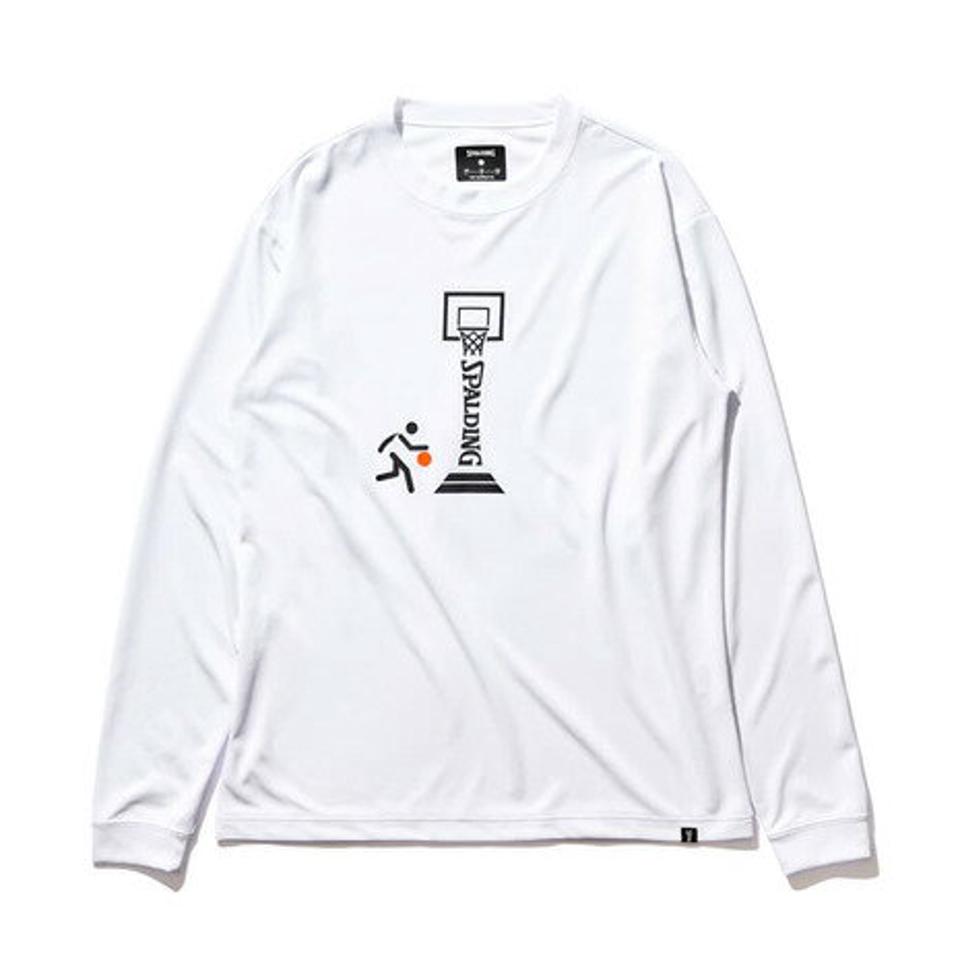 スポルディング(SPALDING)(メンズ)バスケットボールウェア UVカット ロンT 長袖Tシャツ ピクトグラム SMT22139WH