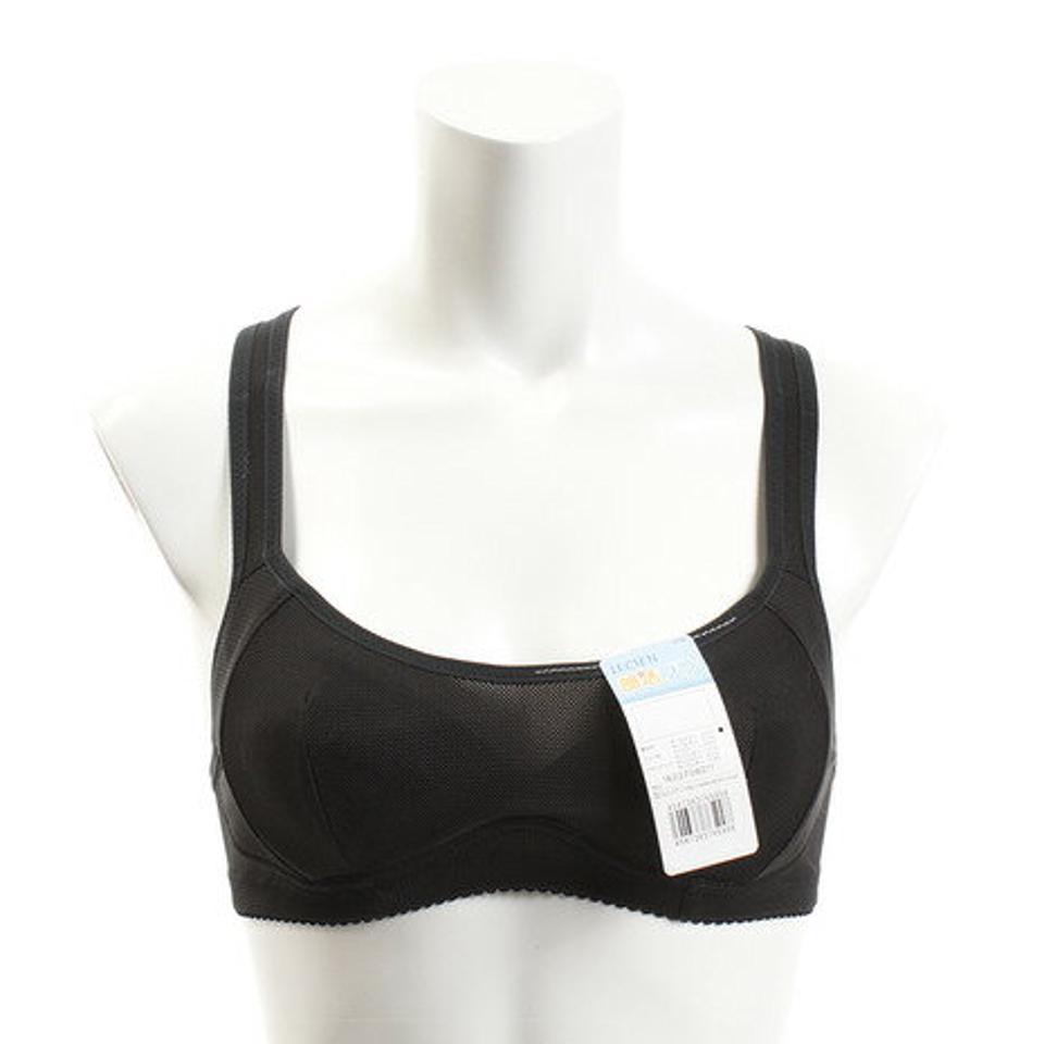 ルシアン(LECIEN)(レディース)スポーツブラ ミドルサポート 部活ブラ さらさらシャッキリ ハーフトップ LEC4009 BLK