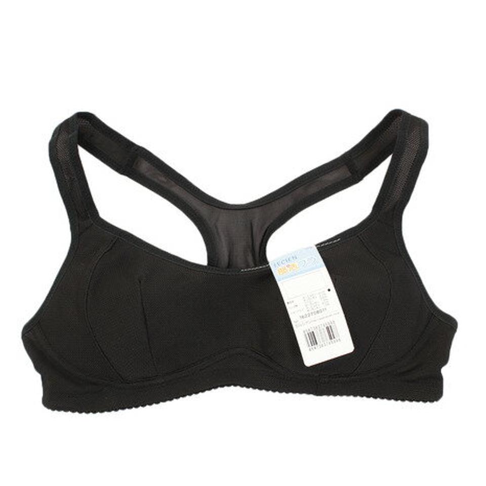 ルシアン(LECIEN)(レディース)スポーツブラ ミドルサポート 部活ブラ さらさらシャッキリ ハーフトップ LEC4009 BLK