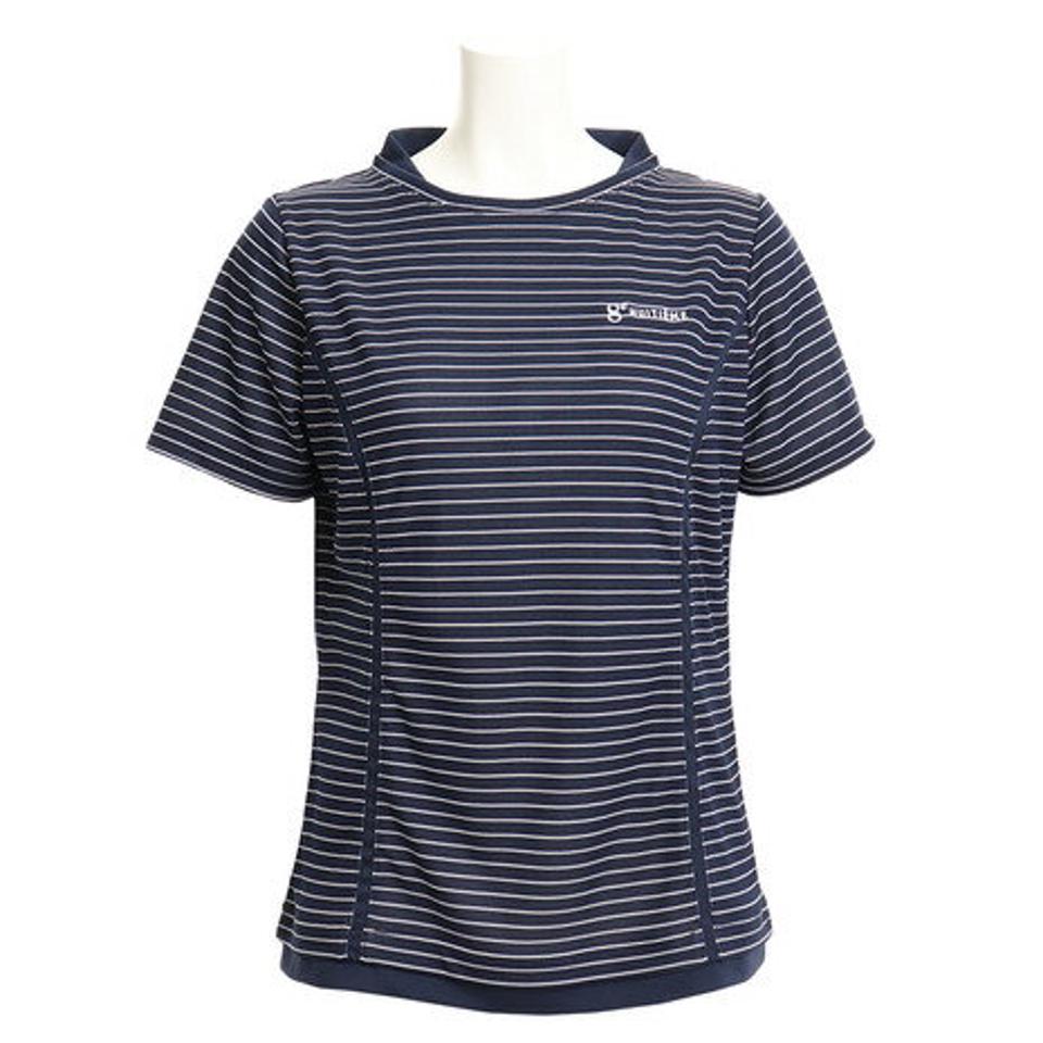 ウィッテム(HUITIEME) テニス Tシャツ レディース 半袖 ボーダー HU19S13LS733107NVY 【吸汗速乾/UVカット】 (レディース)