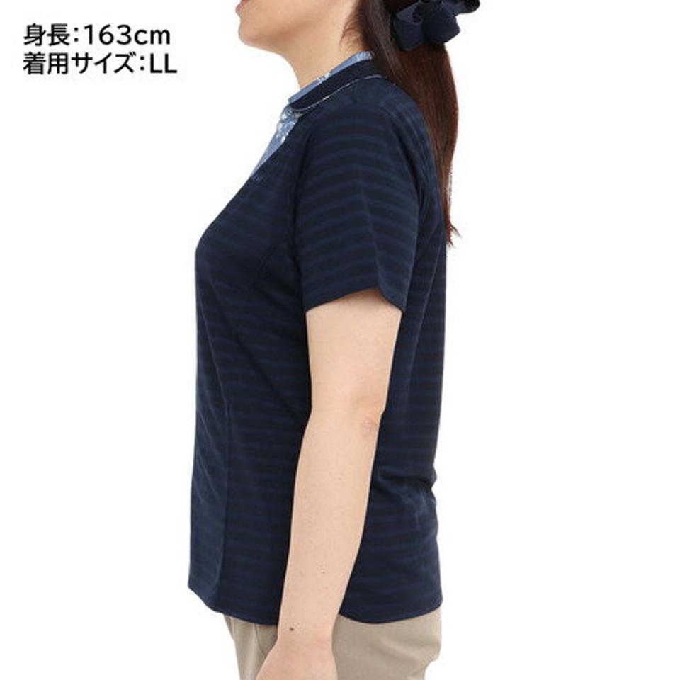 ウィッテム(HUITIEME)(レディース)テニスウェア ドライプラス ボーダー ポロシャツ HU20FLS733056NVY