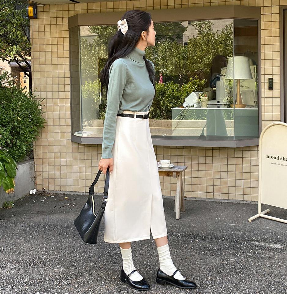 リブタートルネックニット・t00023 レディース 【tops】トップス ニット 長袖 単色 無地 シンプル ベーシック 大人 年上 カジュアル ミント 水色 黄緑 アクリル カラーニット 秋 冬 骨格ウェーブ 韓国ファッション