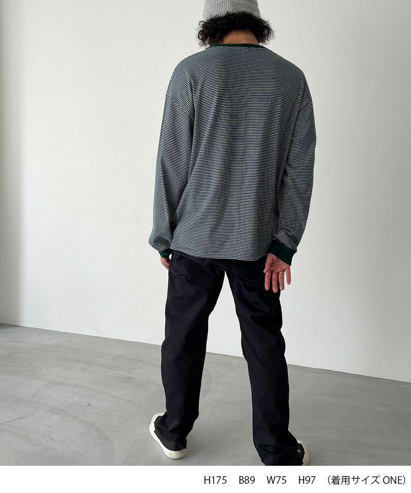 【ユニセックス】RCW BLUE LABEL(ブルーレーベル)リンガー細ボーダー刺繍ロングTシャツ