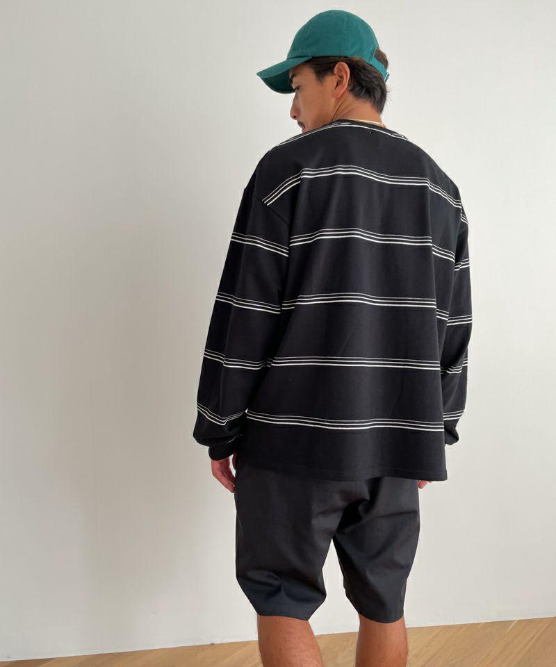 【ユニセックス】RCW BLUE LABEL(ブルーレーベル)リンガーヴィンテージボーダー刺繍ロングTシャツ