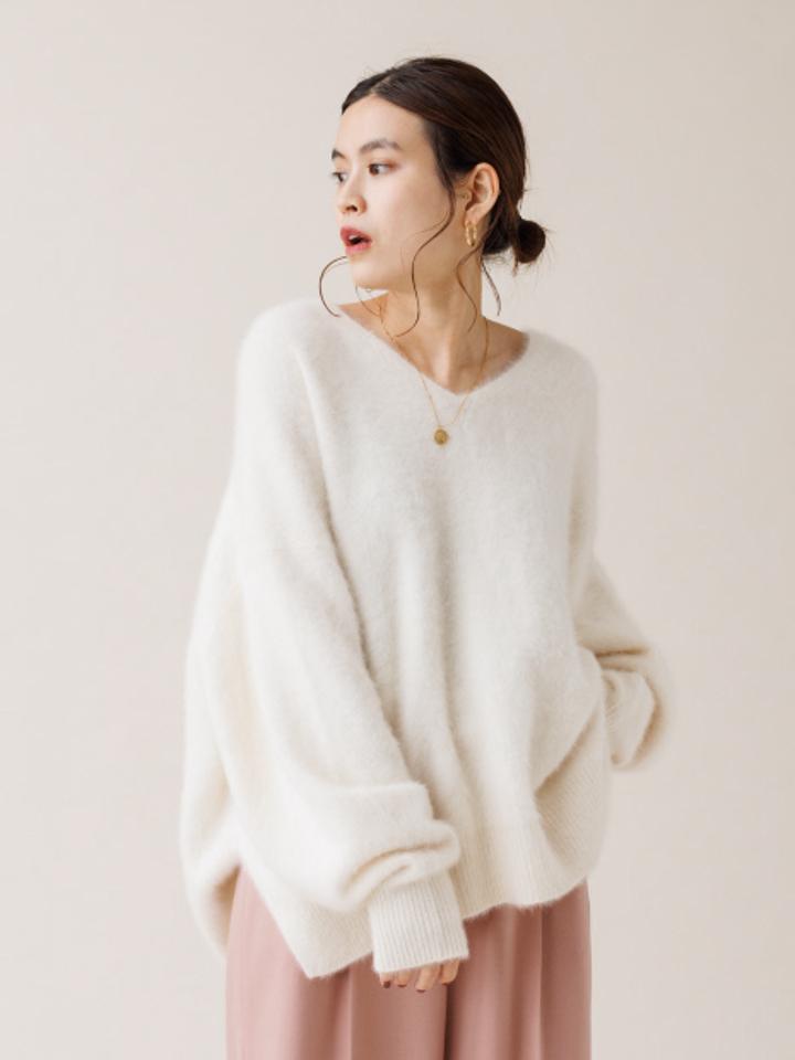 FOX＆Cashmere Vネックゆったりプルオーバー