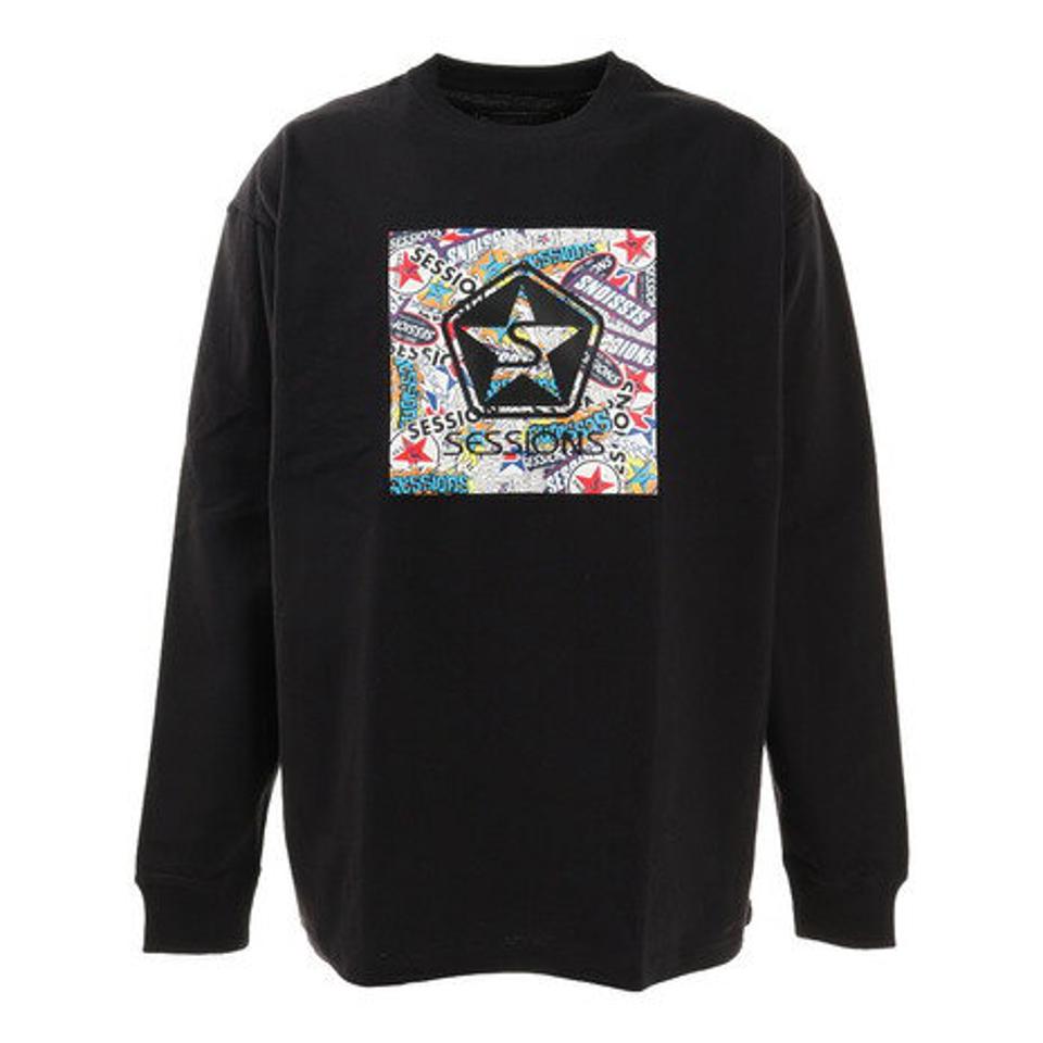 セッションズ(SESSIONS)(メンズ)Tシャツ メンズ 長袖 オールドボックスロゴ 217163 BLK ロンT