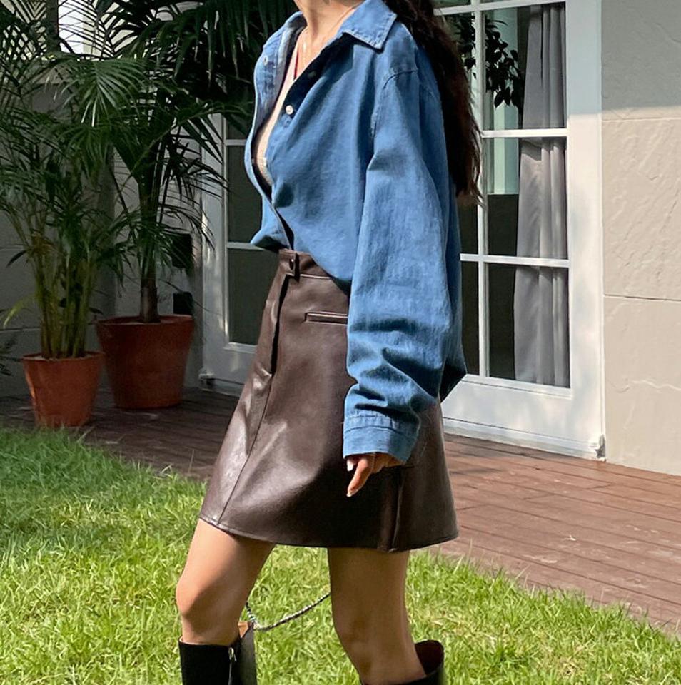 コットンデニムシャツ・t00023 レディース 【bl】トップス シャツ デニム 長袖 コットン 綿 シンプル カジュアル ラフ 春 秋 韓国ファッション