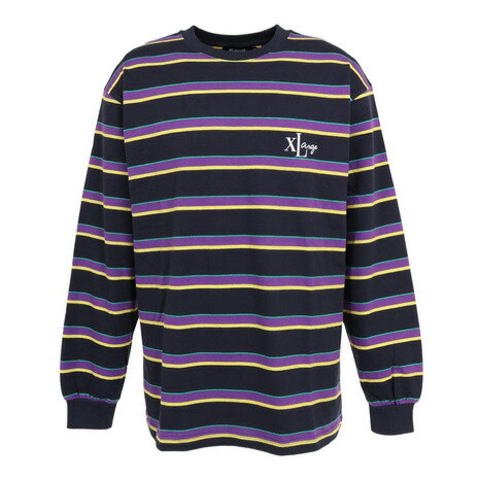 エクストララージ（XLARGE） EMBROIDERED STRIPED 長袖Tシャツ 101223011023-NAVY （メンズ）