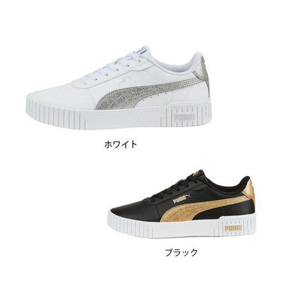 プーマ（PUMA）（レディース）キャリーナ 2.0 ディストレスト ブラック ゴールド 黒 38762201 スニーカー スポーツシューズ カジュアル ローカット 運動 厚底