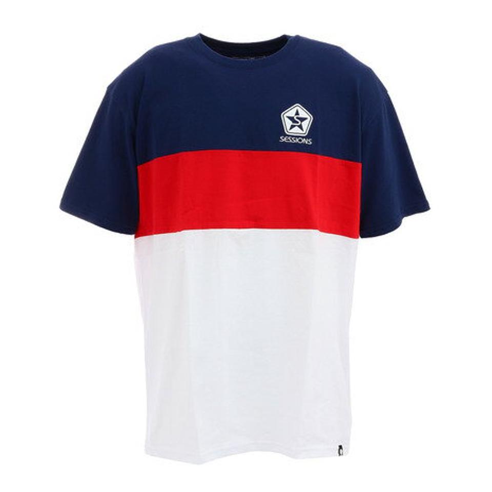 セッションズ（SESSIONS）（メンズ）Tシャツ メンズ 半袖 BLOCK ショートスリーブ 207109 NV/RD カットソー
