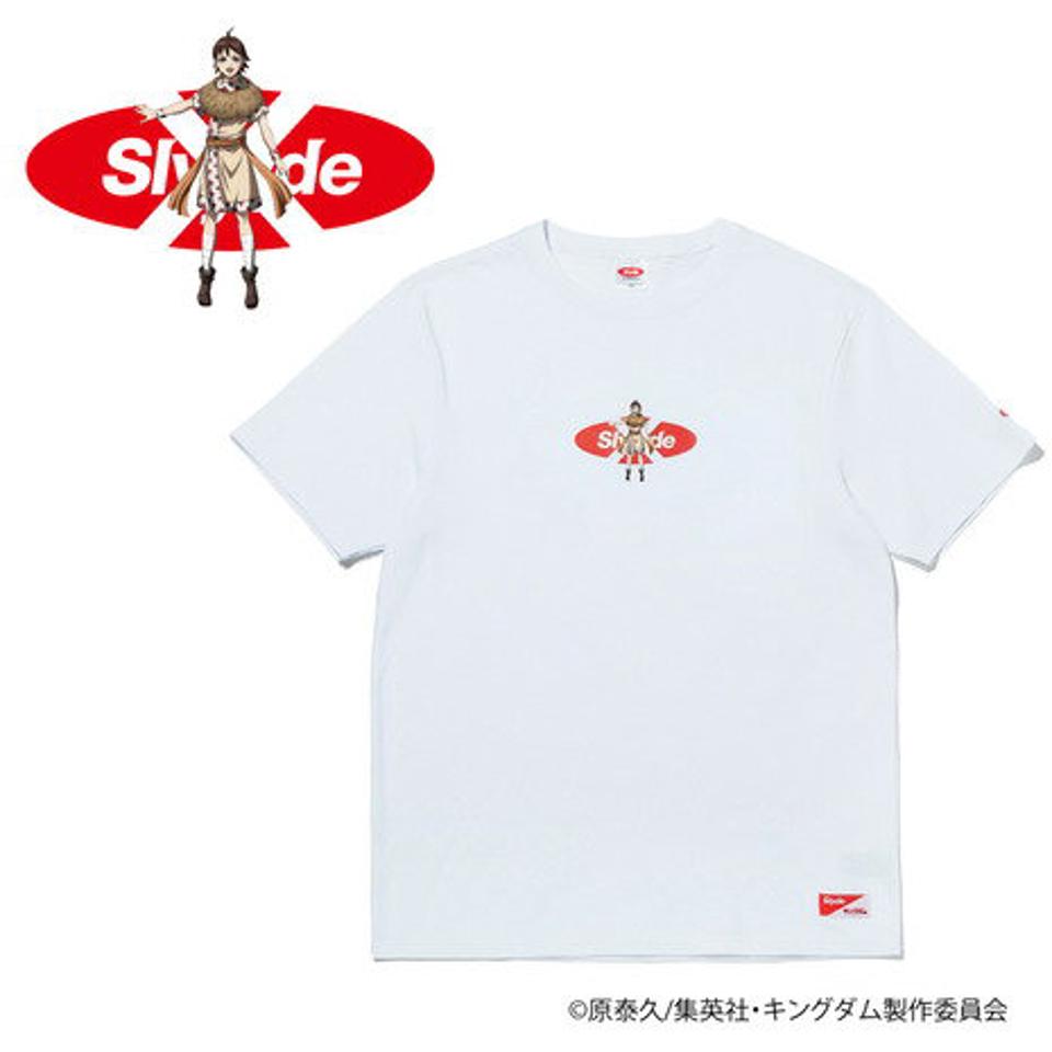 スライド（SLYDE）（メンズ）キングダム TEN (河了貂) ロゴ 半袖Tシャツ SL-KINGDOM103-wht