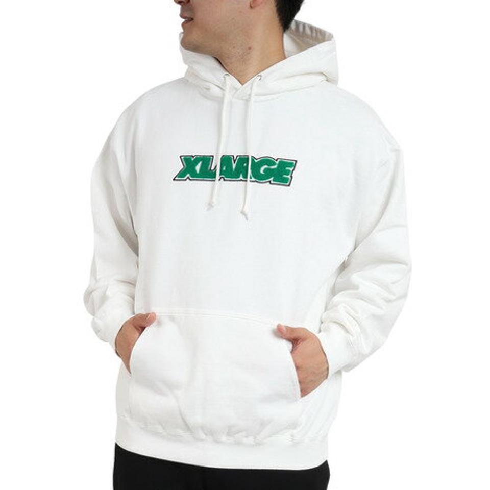 【10/26 10:00〜10/28 23:59迄 エントリー＆対象3店舗買い回りで最大P10倍！】エクストララージ（XLARGE） TWO TONE STANDARD ロゴ プルオーバーフードスウェット 101223012008-WHITE （メンズ）