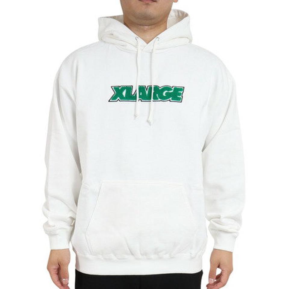 【10/26 10:00〜10/28 23:59迄 エントリー＆対象3店舗買い回りで最大P10倍！】エクストララージ（XLARGE） TWO TONE STANDARD ロゴ プルオーバーフードスウェット 101223012008-WHITE （メンズ）