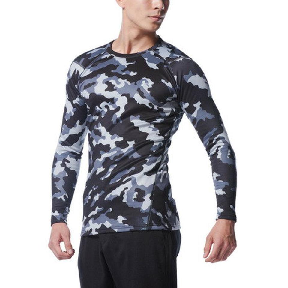 アンダーアーマー(UNDER ARMOUR)(メンズ)ゴルフウェア 長袖 防寒 UPF50 ドライ 抗菌 防臭 コールドギア フィッティド クルー カモ 1358622 BLK/MGA GO