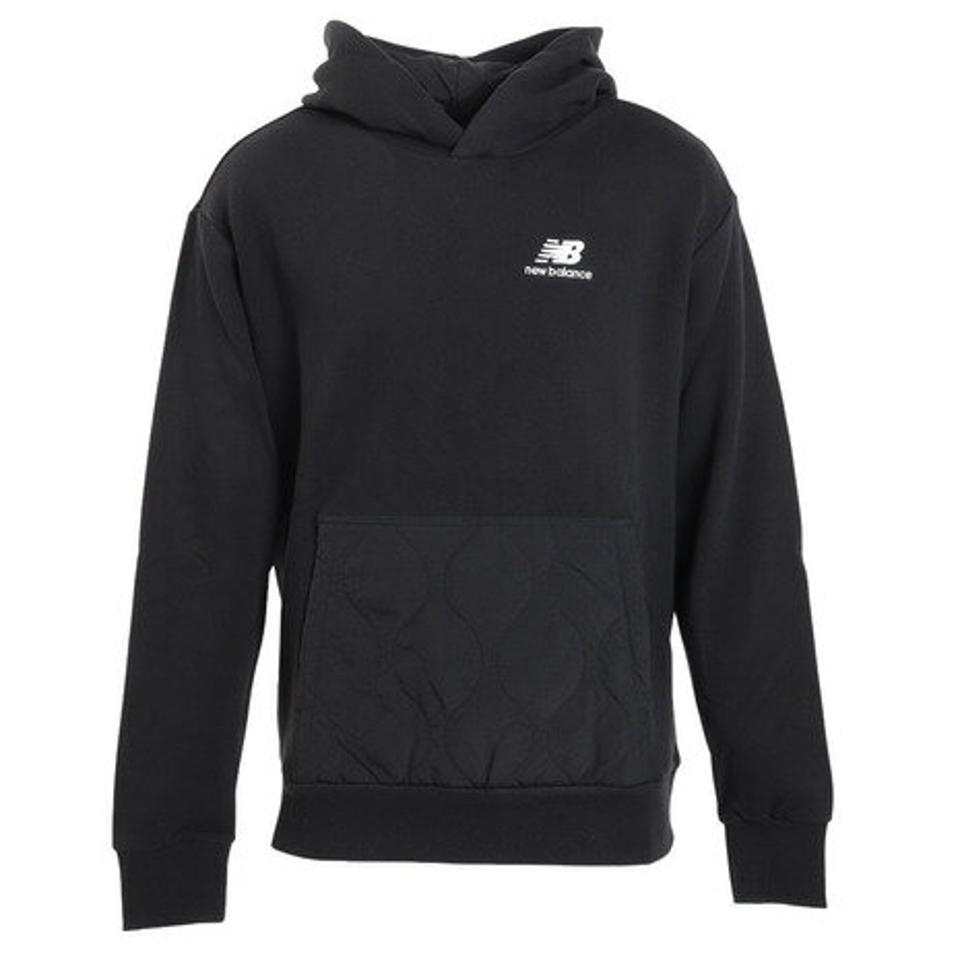 ニューバランス（new balance）（メンズ）キルティング フリース プルオーバーフーディ MT23505BK