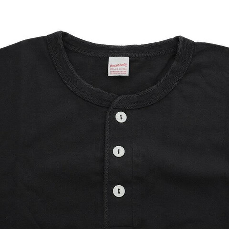 【10/26 10:00〜10/28 23:59迄 エントリー＆対象3店舗買い回りで最大P10倍！】ヘルスニット（Healthknit） Tシャツ 半袖 Op End Jersey Henley ショートスリーブ 5240-BLACK コットン ドライ素材 （メンズ）