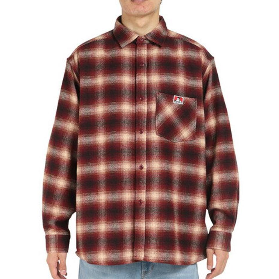 【10%OFFクーポン! 23日迄】ベンデイビス(BEN DAVIS) オンブレ チェック ネル 長袖シャツ 2780017-WIN (メンズ)