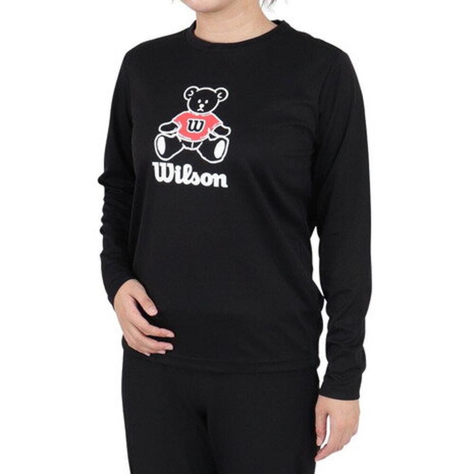 【3点10%OFFクーポン対象！2/15まで】ウイルソン（Wilson）（レディース）テニスウェア レディース スタンダード長袖Tシャツ 紫外線遮蔽率90%以上 UVカット 紫外線対策 吸水速乾 442264-BK
