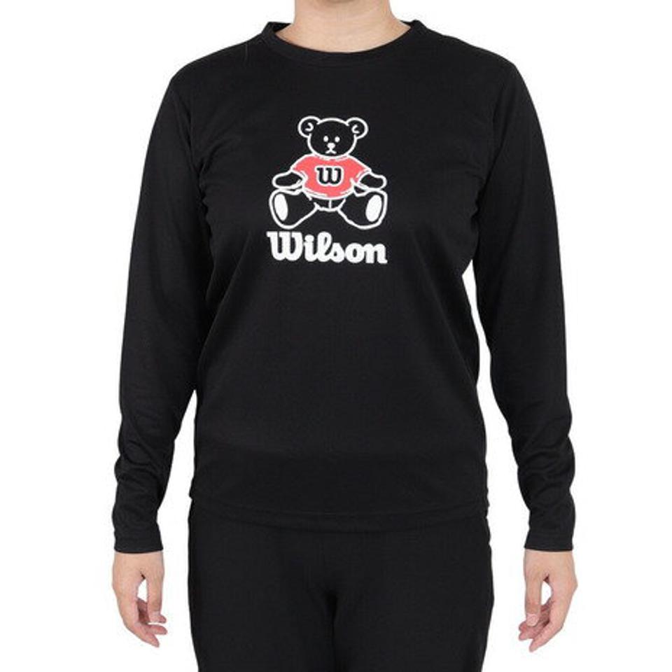【3点10%OFFクーポン対象！2/15まで】ウイルソン（Wilson）（レディース）テニスウェア レディース スタンダード長袖Tシャツ 紫外線遮蔽率90%以上 UVカット 紫外線対策 吸水速乾 442264-BK