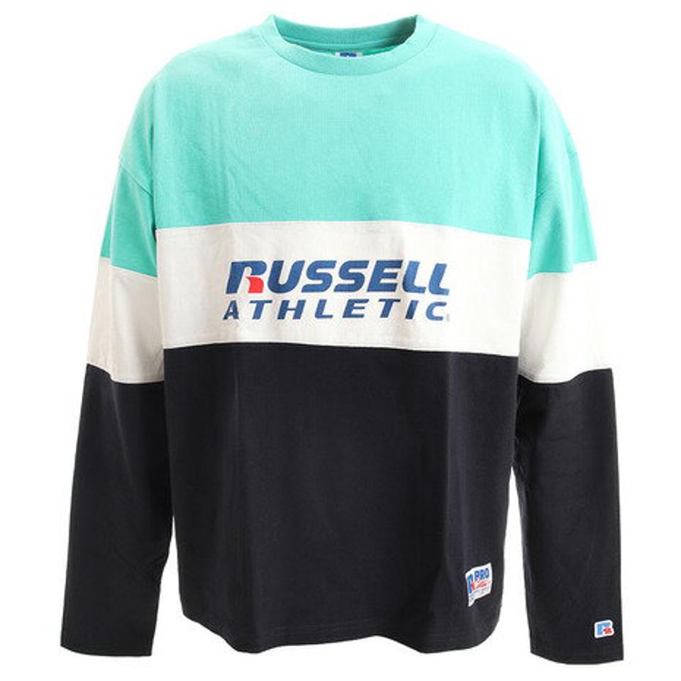 ラッセル(RUSSELL) Tシャツ メンズ 長袖 プロコットン カラーブロック RBM20S0009 GRN オンライン価格 (メンズ)