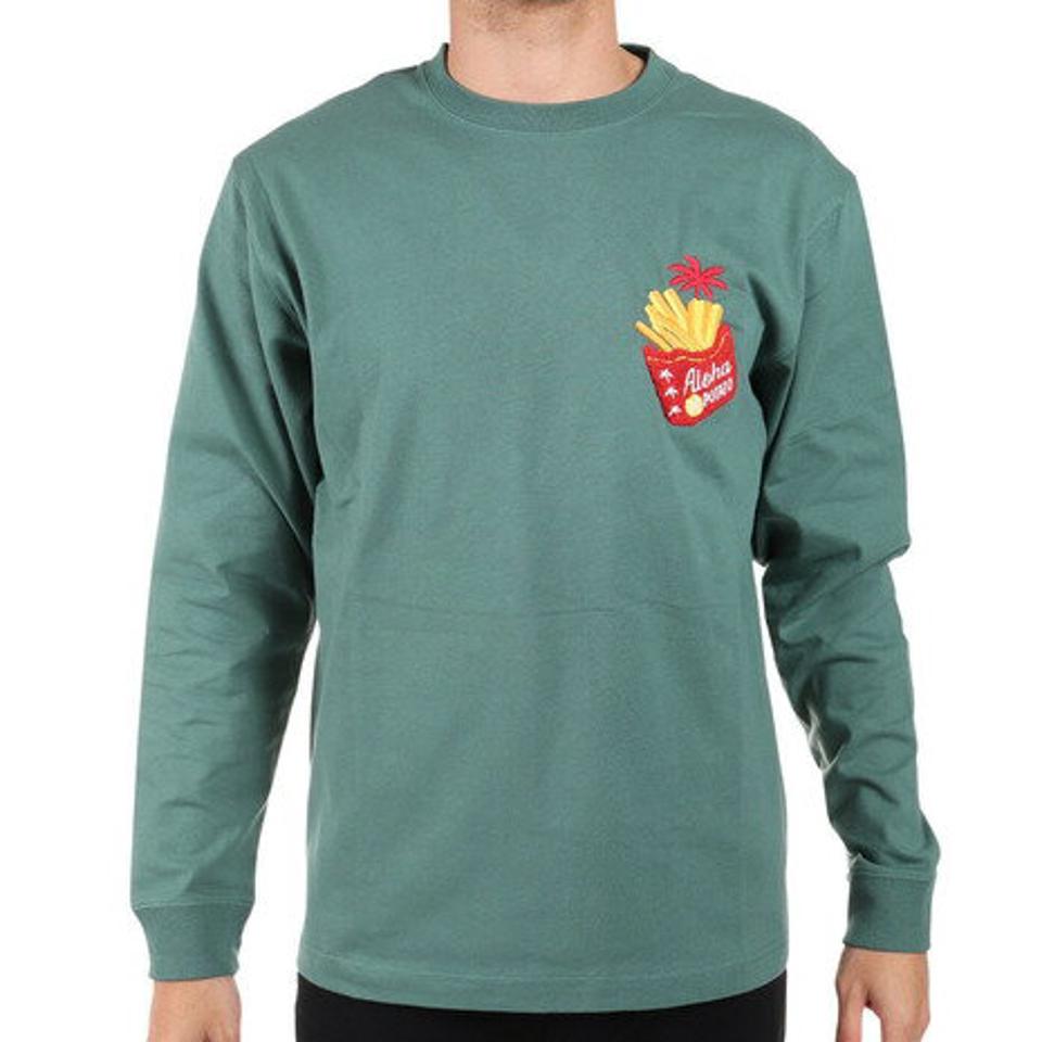 【2点10%OFFクーポン対象!8/10まで】フララニ(Hula Lani)(メンズ)長袖Tシャツ 刺繍ロンティー ポテト 224HU1LT052 GRN