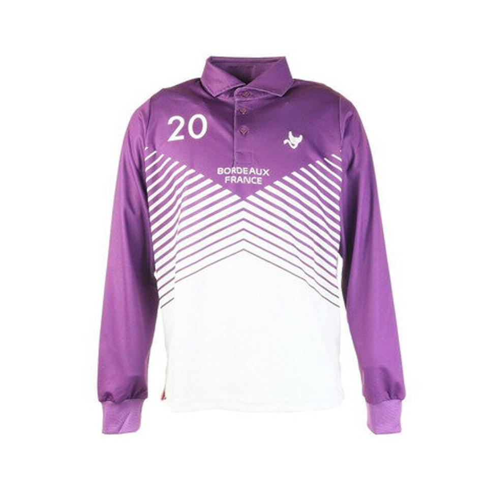 クランク(CLUNK)(メンズ)ゴルフウエア 吸汗 速乾 消臭 UV UPF50+ ポロシャツ メンズ 秋冬 ロングポロシャツ CL5JTG09 WHT