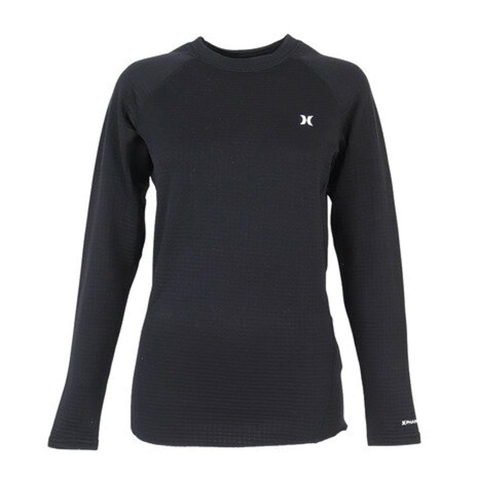 ハーレー(HURLEY)(レディース)インナー 長袖 PHANTOM WAFFLE INNER CREW ワッフル クルーネック WIW2200001-BLK ブラック 吸汗速乾 スキー スノーボード