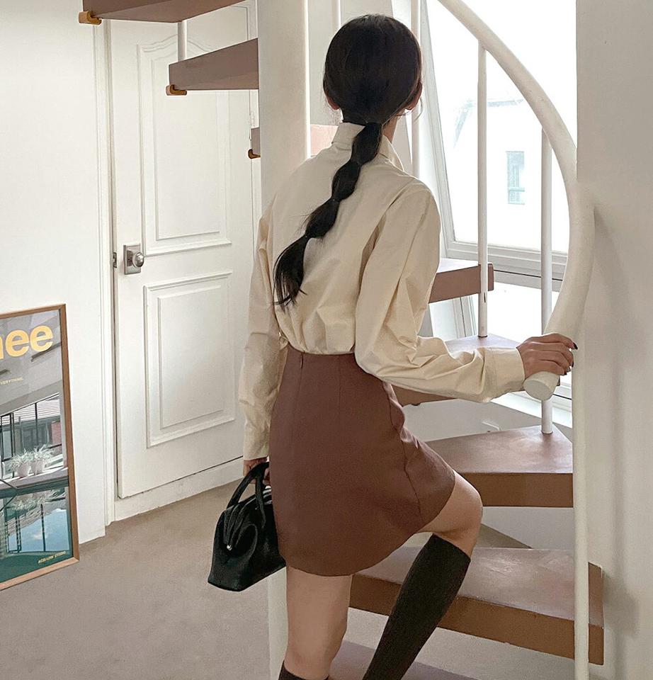 コットンシャツ・t00056 レディース 【bl】トップス シャツ 長袖 コットン 綿 単色 無地 シンプル ベーシック カラーシャツ パステル 水色 黄色 ピンク 紫 パープル 黄緑 グリーン 大人 秋 冬 韓国ファッション