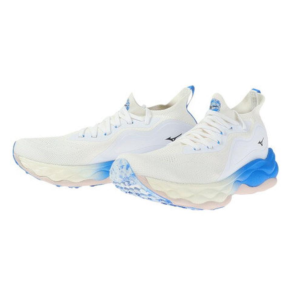 ミズノ（MIZUNO）（メンズ）ランニングシューズ メンズ 白 青 ウエーブネオ ウルトラ ホワイトブルー J1GC223401 スニーカー