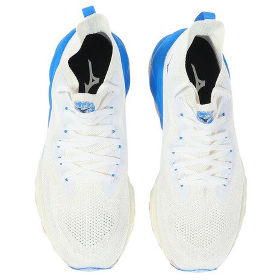 ミズノ（MIZUNO）（メンズ）ランニングシューズ メンズ 白 青 ウエーブネオ ウルトラ ホワイトブルー J1GC223401 スニーカー