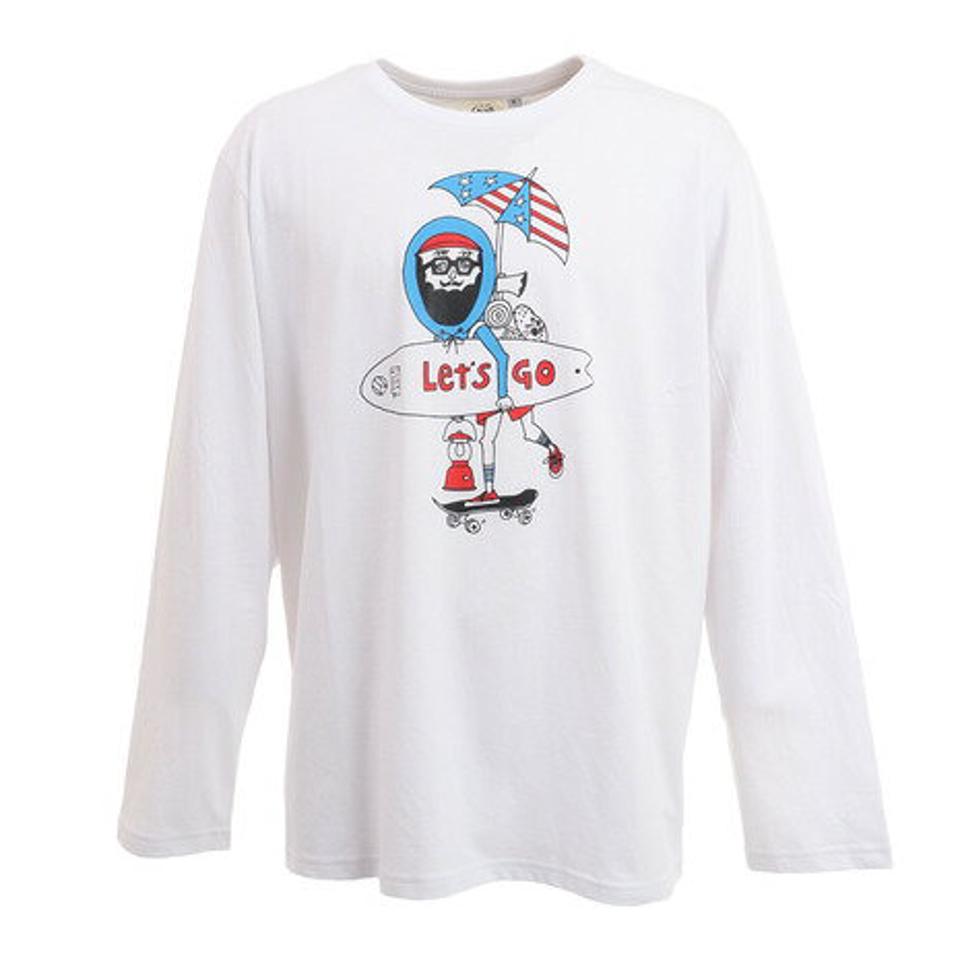 ホールアース(Whole Earth) Let's go Camp 長袖Tシャツ WE2KJB05 WHT (メンズ)