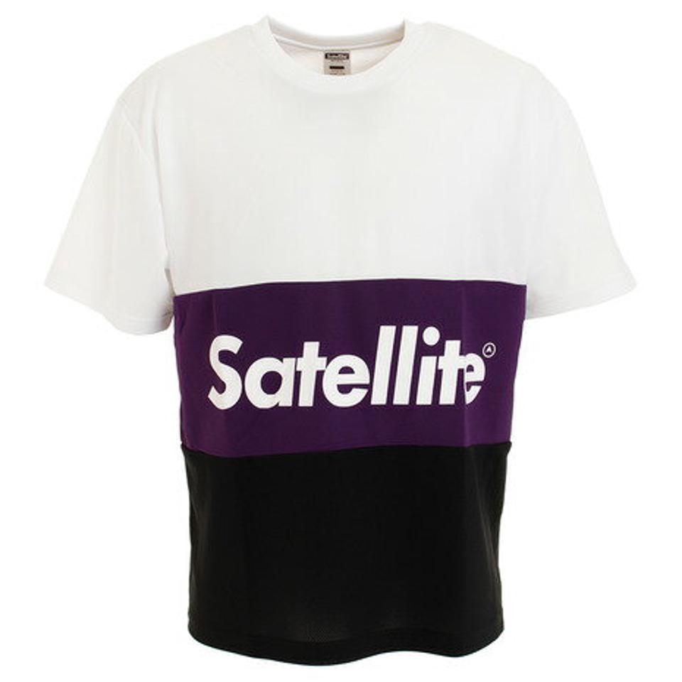 サテライト(Satellite) バドミントン ウェア Tシャツ 半袖 3トーン ドライ STS3D WHITE/PURPLE/BLACK (メンズ)