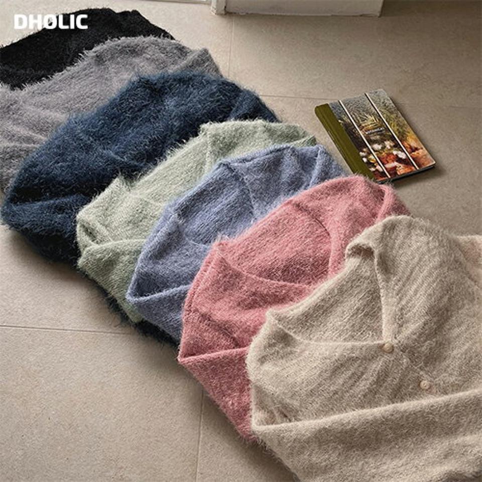 ソフトVネックカーディガン・t00094 レディース 【cd】カーディガン 羽織物 長袖 ニット ソフト ふわふわ Vネック 単色 無地 シンプル カジュアル かわいい 可愛い ワンホン カラーニット 秋 冬 韓国ファッション