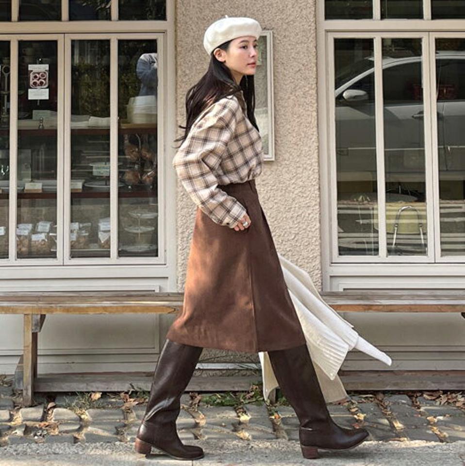 コットンルーズチェックシャツ・t00090 レディース 【bl】トップス シャツ チェック柄 長袖 カジュアル ラフ コットン 綿 チェックシャツ ルーズ ラウンドヘム ドロップショルダー クリスマス 秋 冬 春 韓国ファッション