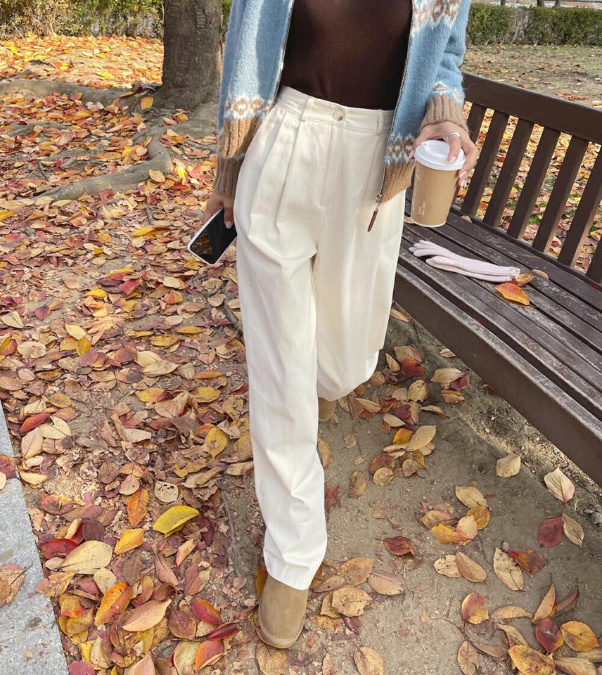 ワイドハイウエストパンツ・t00245 レディース 【pt】パンツ ズボン ワイド ロングパンツ ハイウエスト 単色 無地 シンプル ベーシック 大人 カジュアル タック ベルトループ フルレングス 秋 冬 韓国ファッション