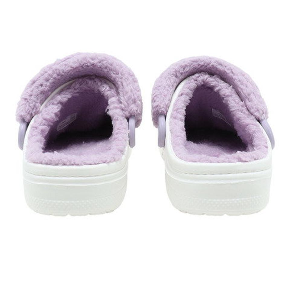 クロックス（crocs）（メンズ、レディース）サンダル 白 バヤ ラインド ファズ ストラップ クロッグ ホワイト パープル #206633-577-2022 ボア素材 秋冬用