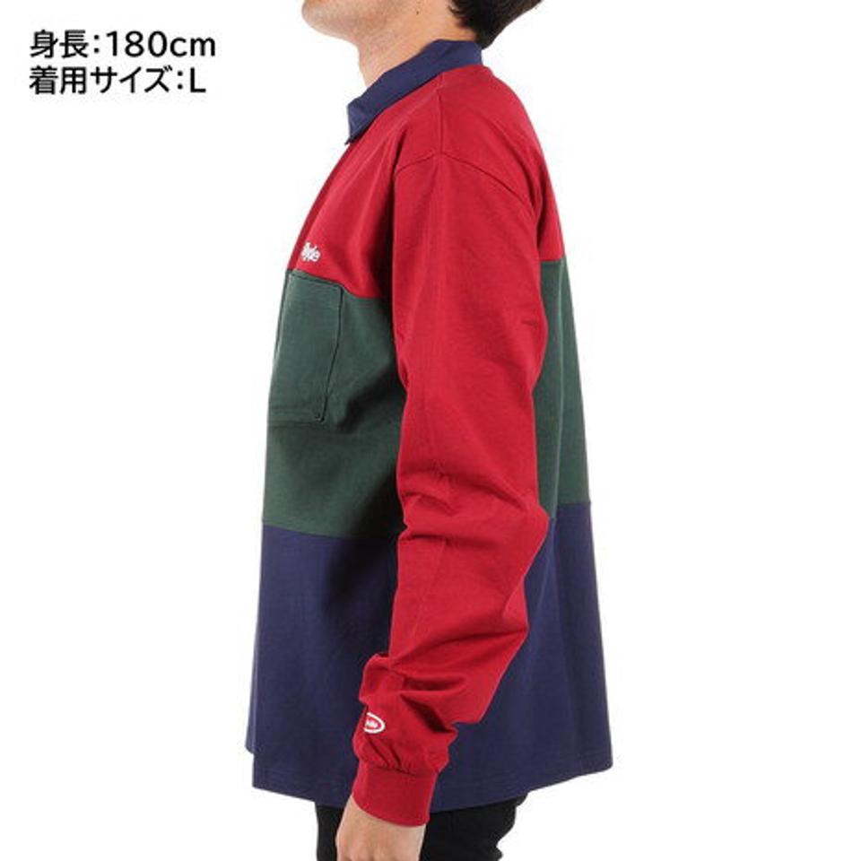 スライド（SLYDE） Brocking 長袖ポロシャツ SL2022AWMAPP005RD/GN （メンズ）