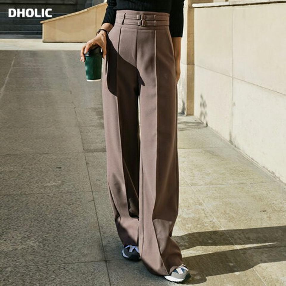 ダブルベルト付スラックス・b00127 レディース 【pt】パンツ ズボン スラックス ロング ベルト セット ハイウエスト 単色 無地 シンプル オフィス きれいめ オケージョン ダーツ センタープレス ストレート 秋 冬 韓国ファッション