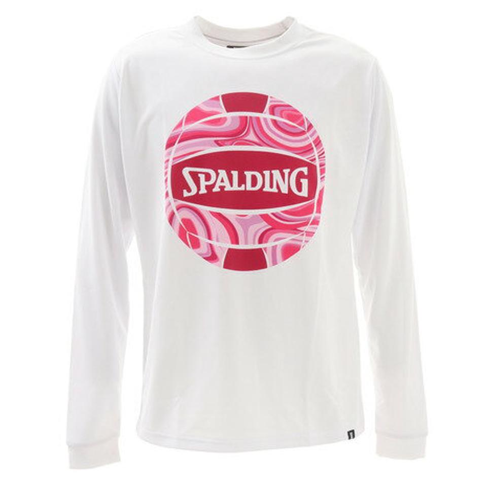 スポルディング(SPALDING)(メンズ)バレーボール ロングスリーブTシャツ ネオンマーブルボール SMT201890WH